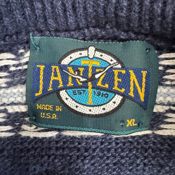 Jantzen Nordic Fair Isle Crewneck Pullover Sweater Men’s XL Blue - Picture 3 of 11